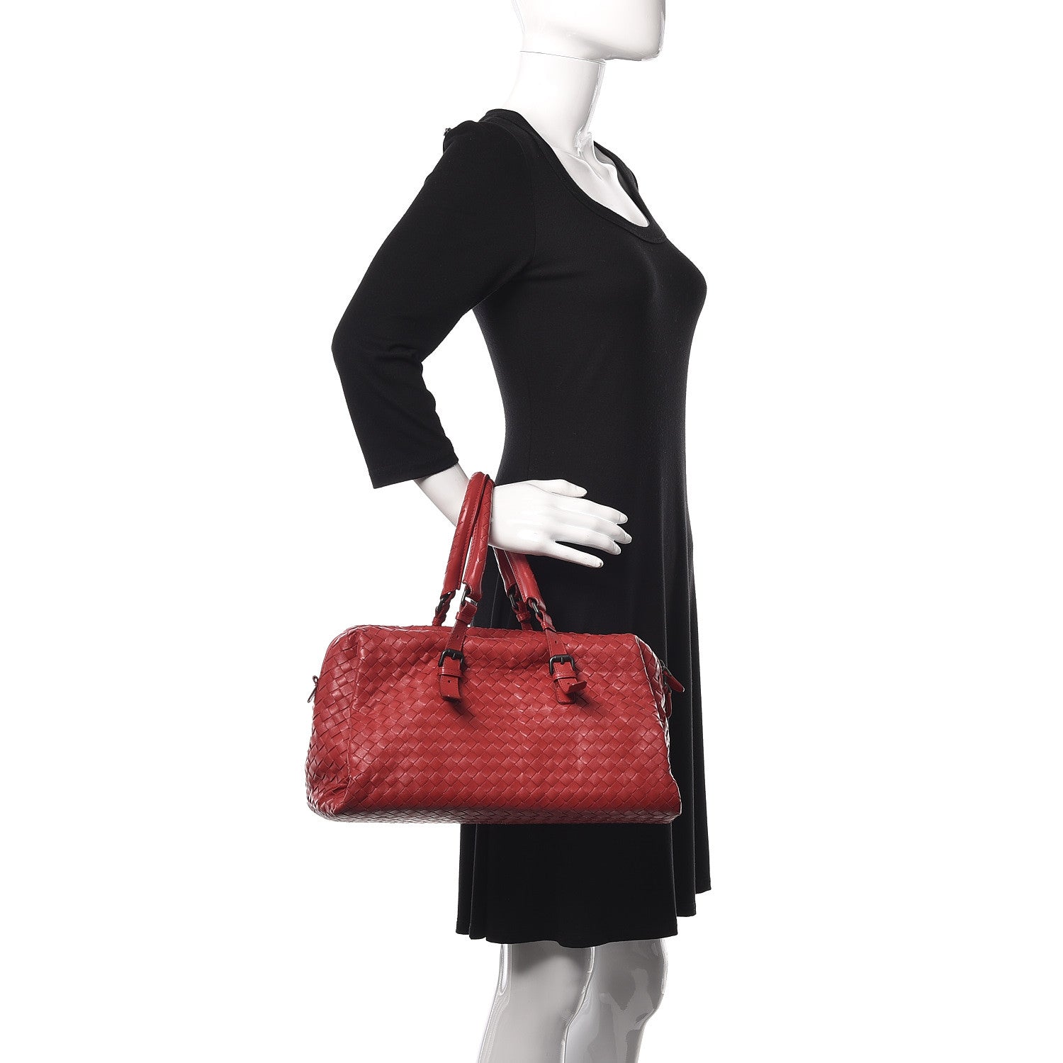 Bottega Veneta Nappa Intrecciato Boston Carmine 2 of 9