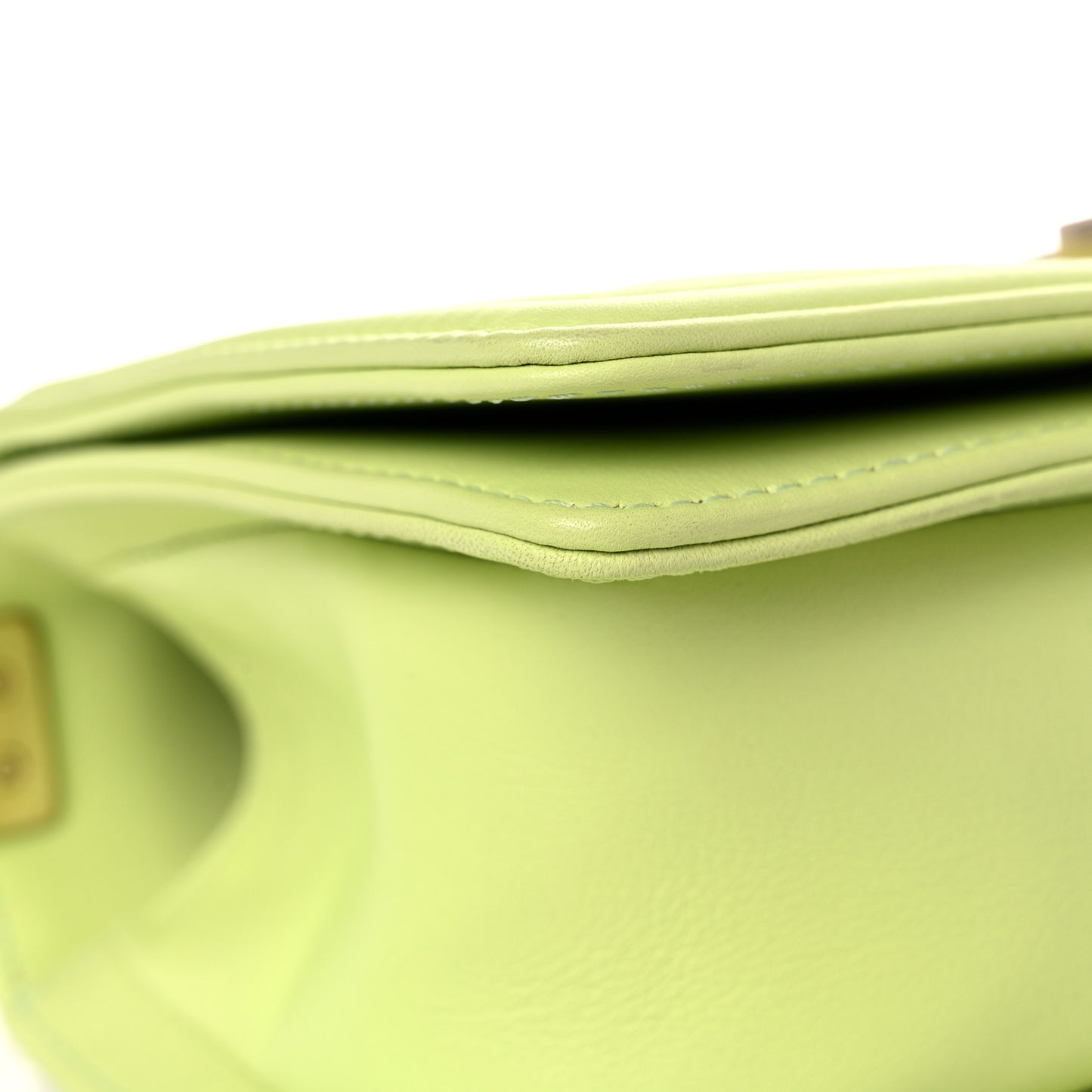 Calfskin Chevron Quilted Small Boy Flap Light Green