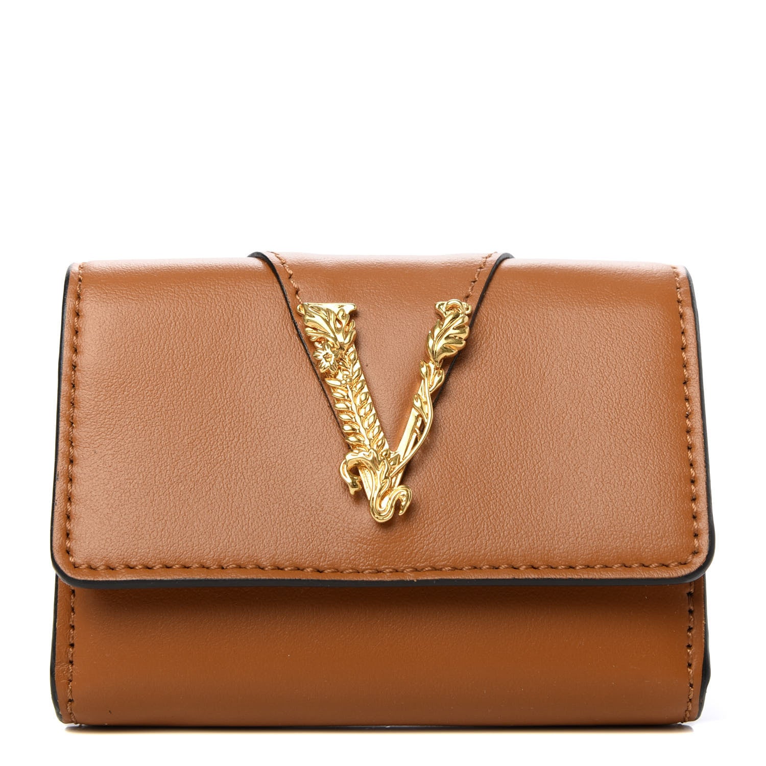 Versace Nappa Barocco Virtus Coin Purse Brown 1 of 7