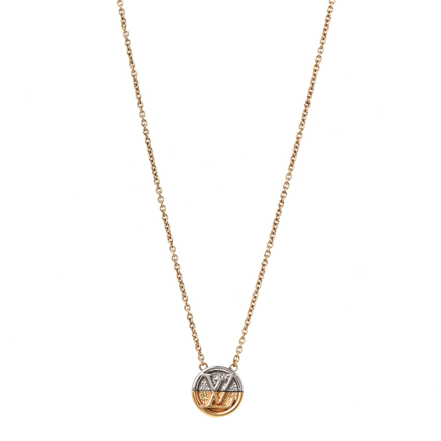 Louis Vuitton Metal L to V Necklace Gold Silver 1 of 5