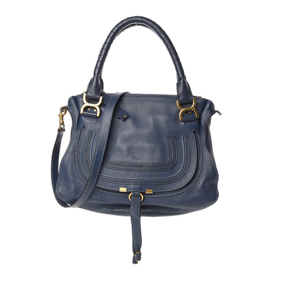 Chloe Calfskin Medium Marcie Satchel Royal Navy 1 of 8