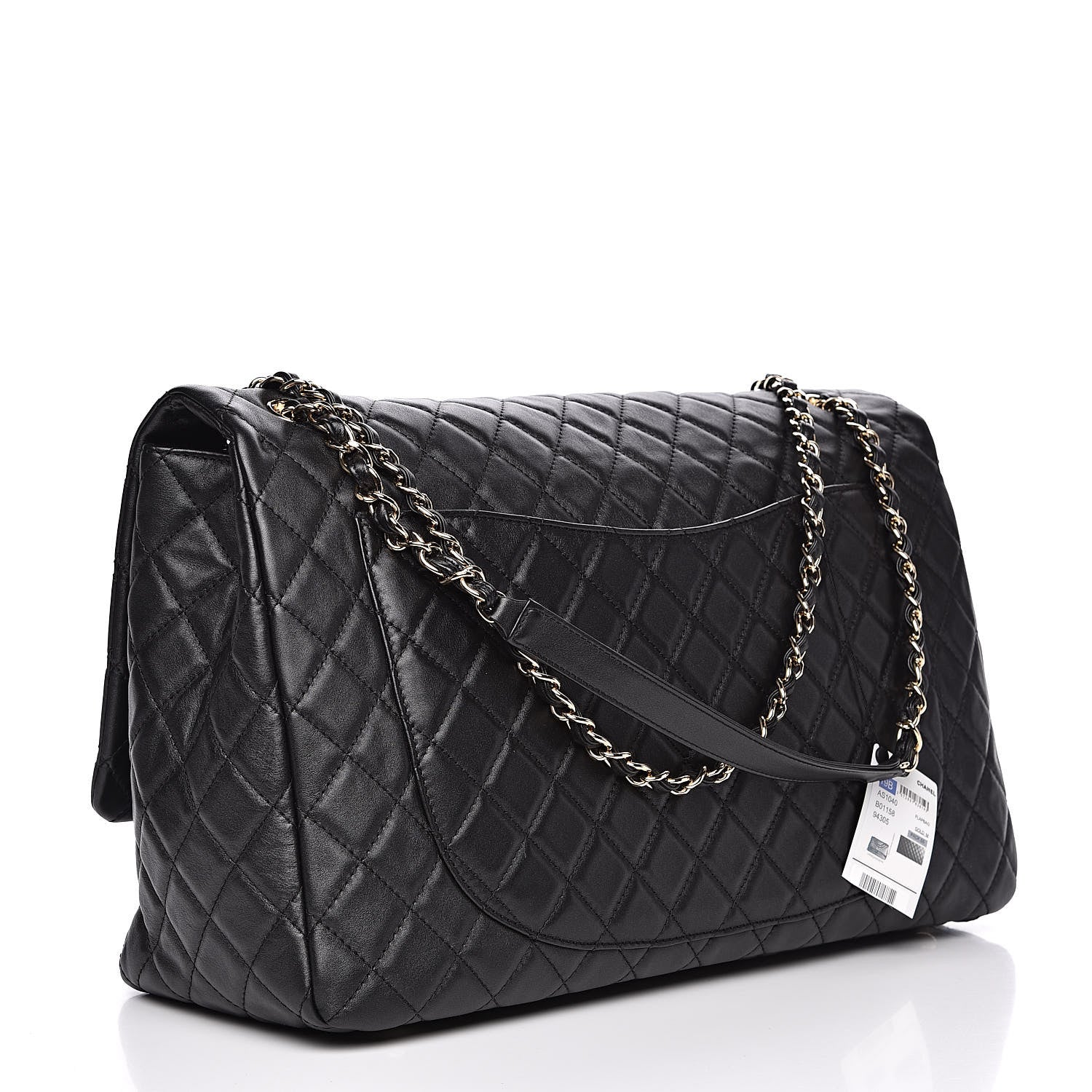 Chanel Metallized Calfskin Quilted XXL Travel Flap Bag Black 3 of 11