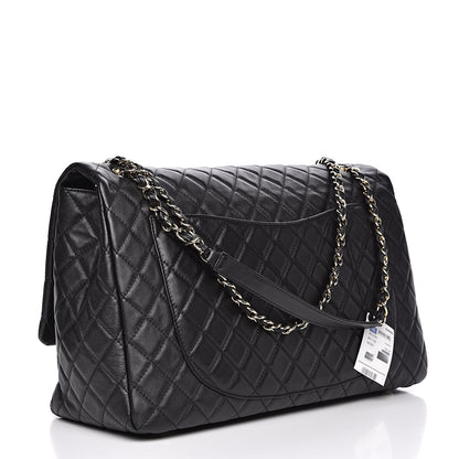 Chanel Metallized Calfskin Quilted XXL Travel Flap Bag Black 3 of 11