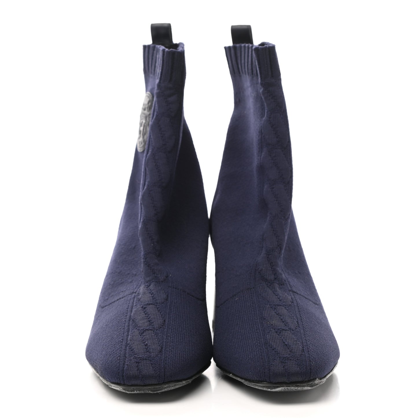 Knit Calfskin Volver Ankle Boots 37 Bleu Diplomatique