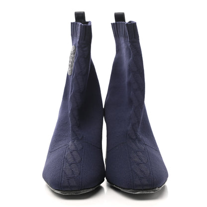 Hermes Knit Calfskin Volver Ankle Boots 37 Bleu Diplomatique 2 of 10