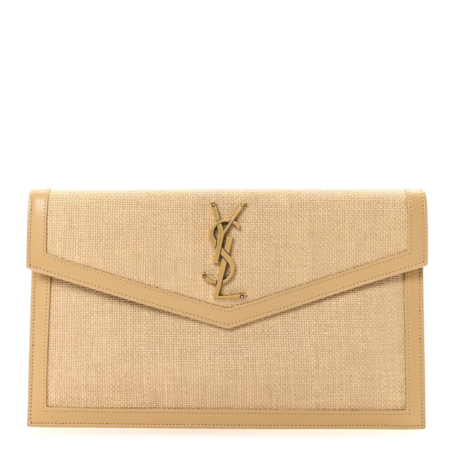 Saint Laurent Micro Raffia Uptown Pouch Natural Hay Blush 1 of 6