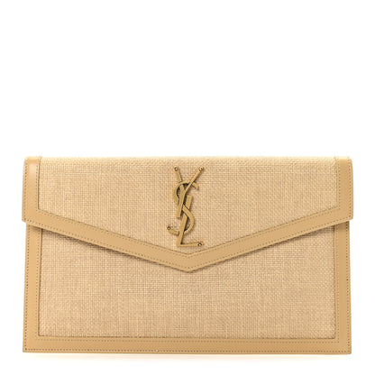 Saint Laurent Micro Raffia Uptown Pouch Natural Hay Blush 1 of 6