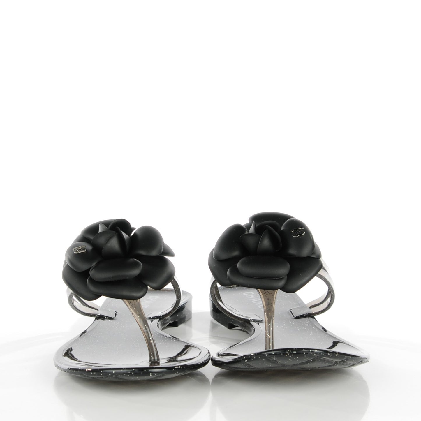 Jelly Camellia Thong Sandals 39 Black