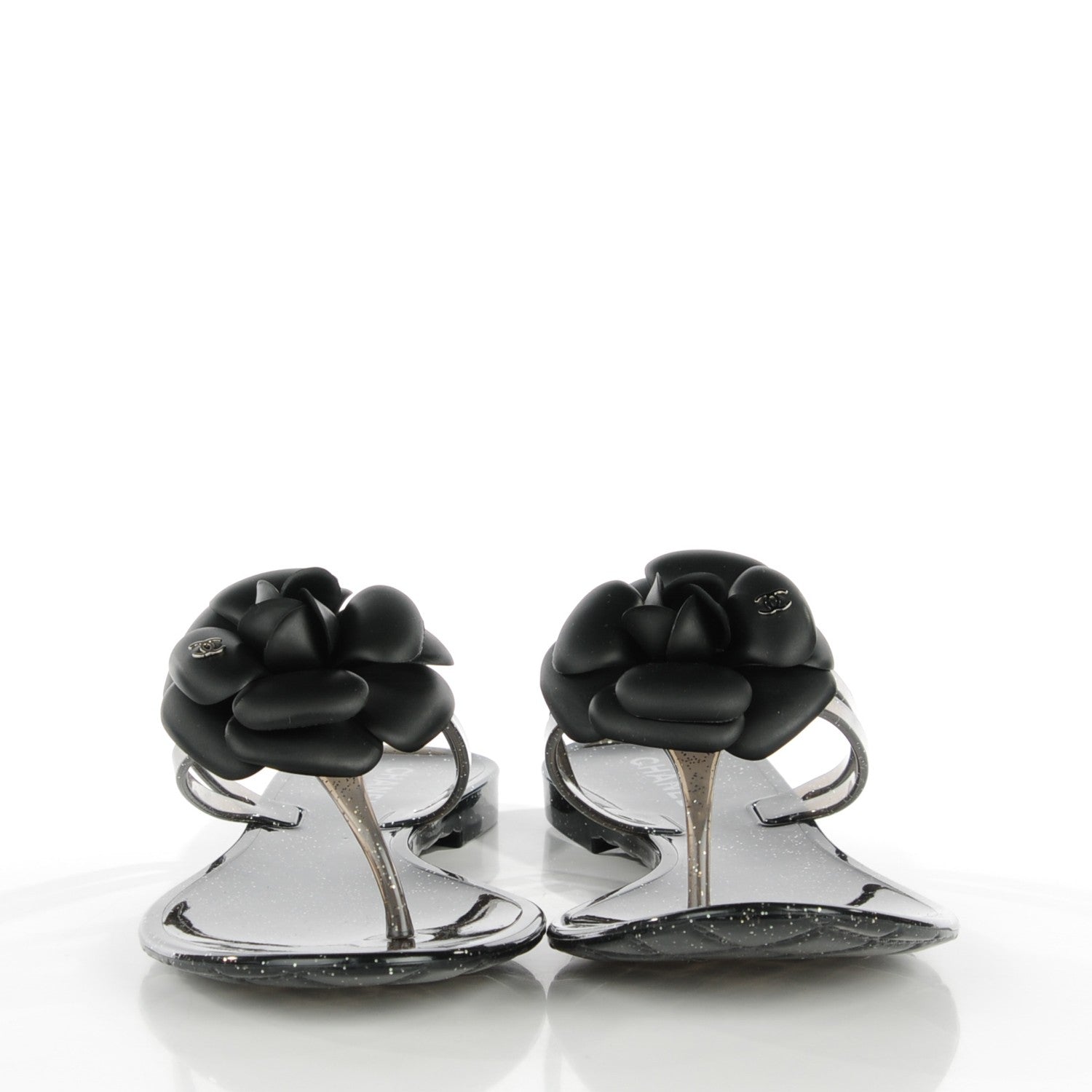 Chanel Jelly Camellia Thong Sandals 39 Black 3 of 7