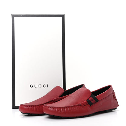 Gucci Calfskin Web Mens Driver Loafers 8 Red 8 of 8