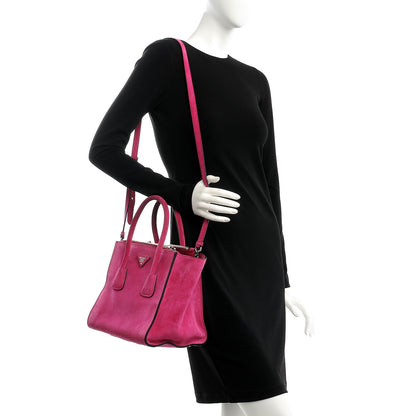 Prada Scamosciato Suede Twin Pocket Tote Fuxia 2 of 12
