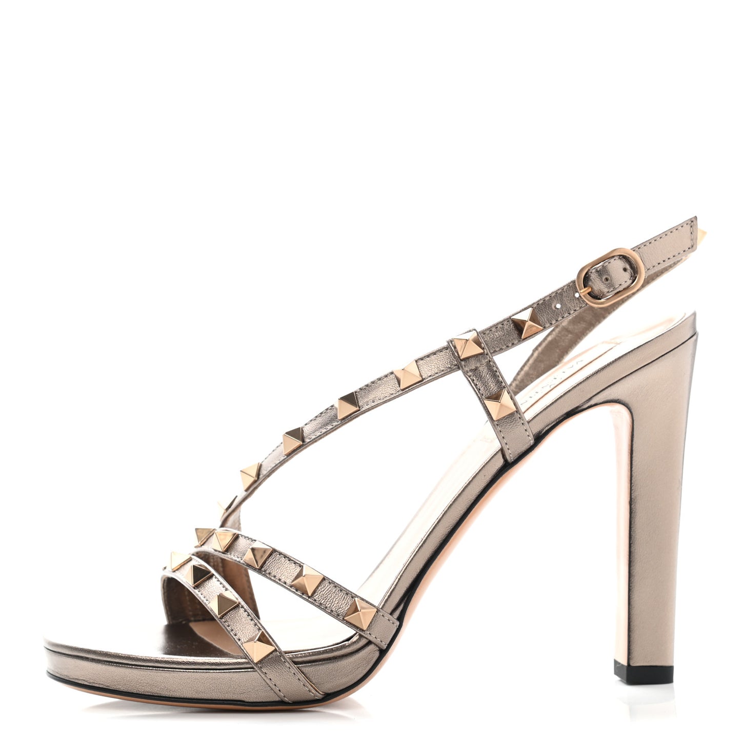 Metallic Nappa Rockstud Slingback High Heel Sandals 38 Sasso