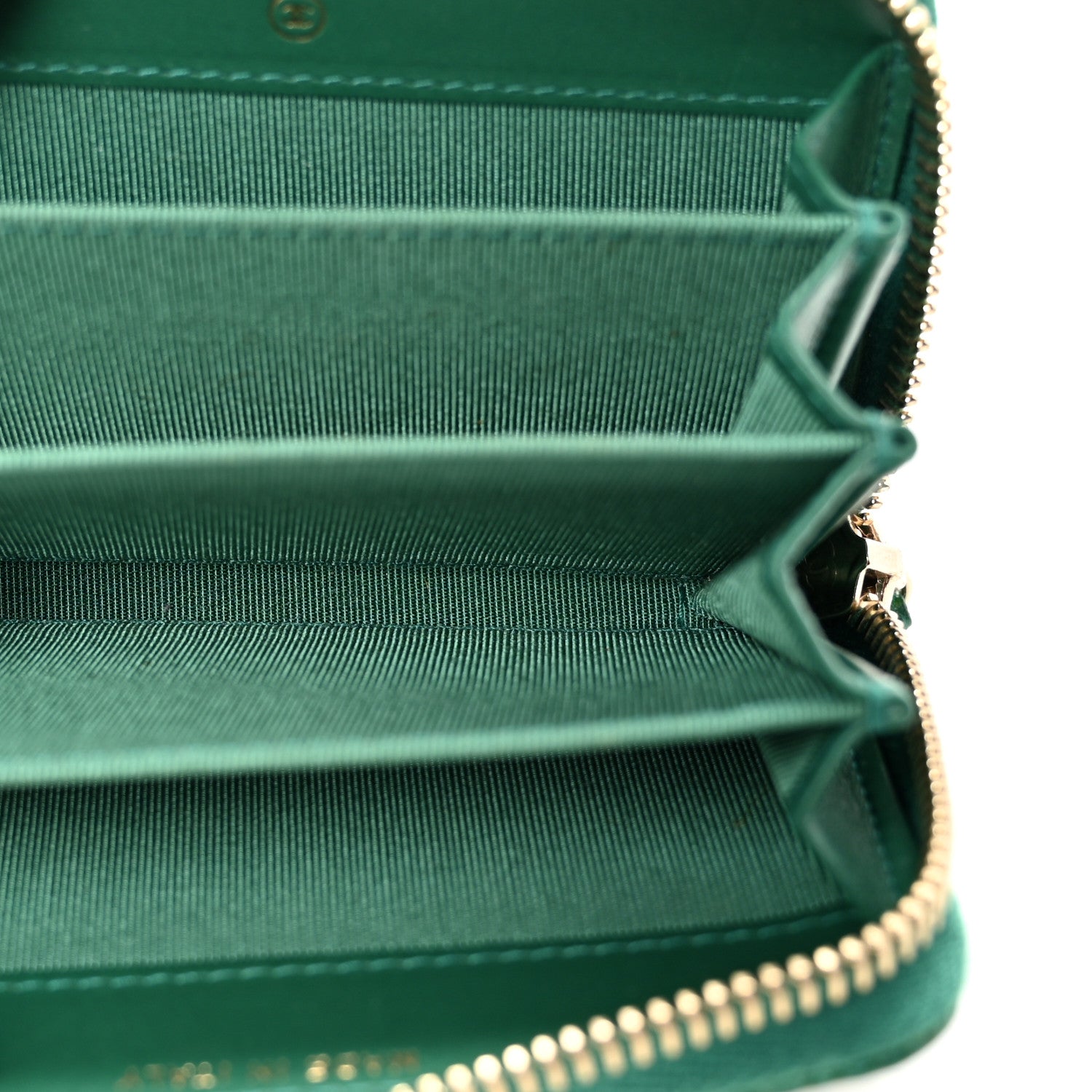 Chanel Metallic Caviar Quilted Zip Coin Purse Green 5 of 9