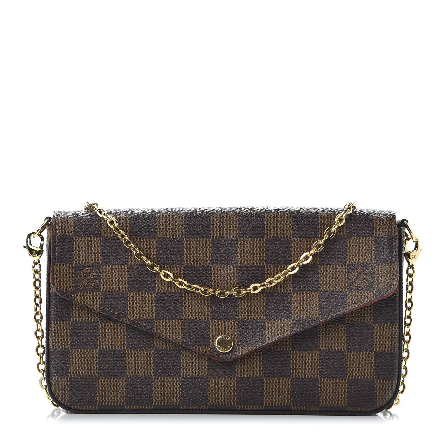 Louis Vuitton Damier Ebene Pochette Felicie Chain Wallet 1 of 11