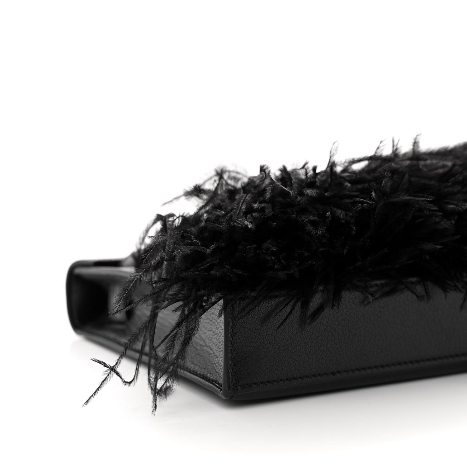 Hermes Chevre Chamkila Ostrich Feather Kelly Elan Folie Black 8 of 10