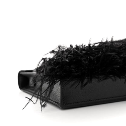 Hermes Chevre Chamkila Ostrich Feather Kelly Elan Folie Black 8 of 10