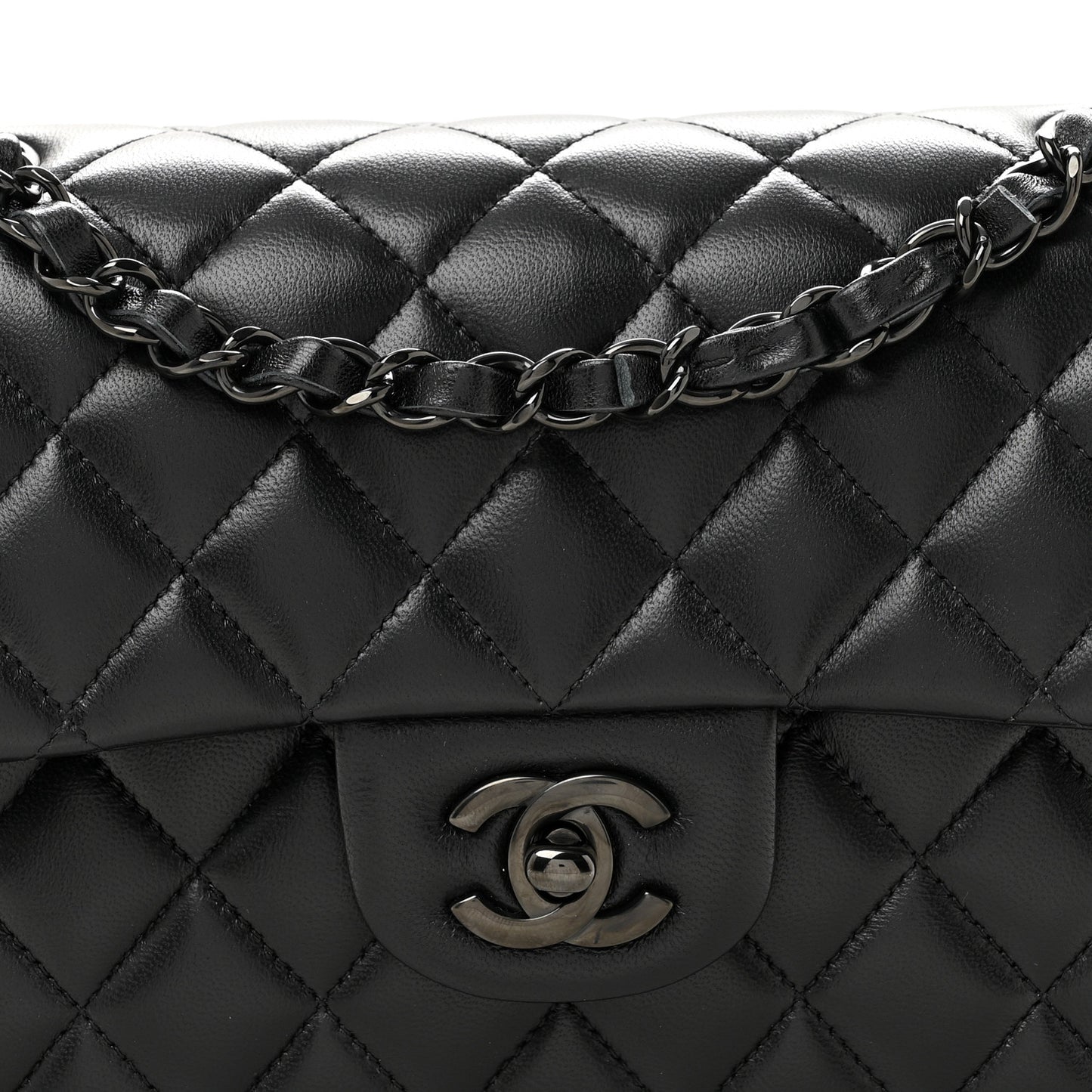 Lambskin Quilted Small Double Flap So Black