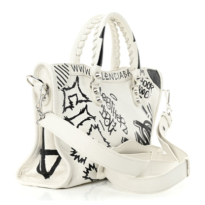 Balenciaga Agneau Graffiti All Over Classic Silver Hardware S City White Black 3 of 14