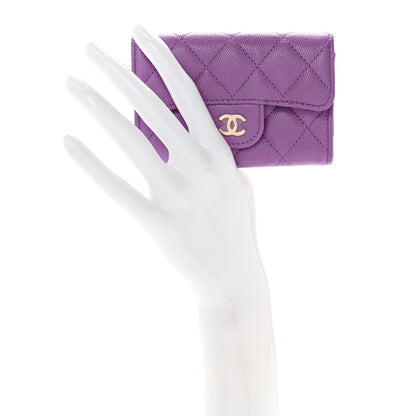 Chanel Caviar Quilted Flap Card Holder Wallet Purple 2 of 12