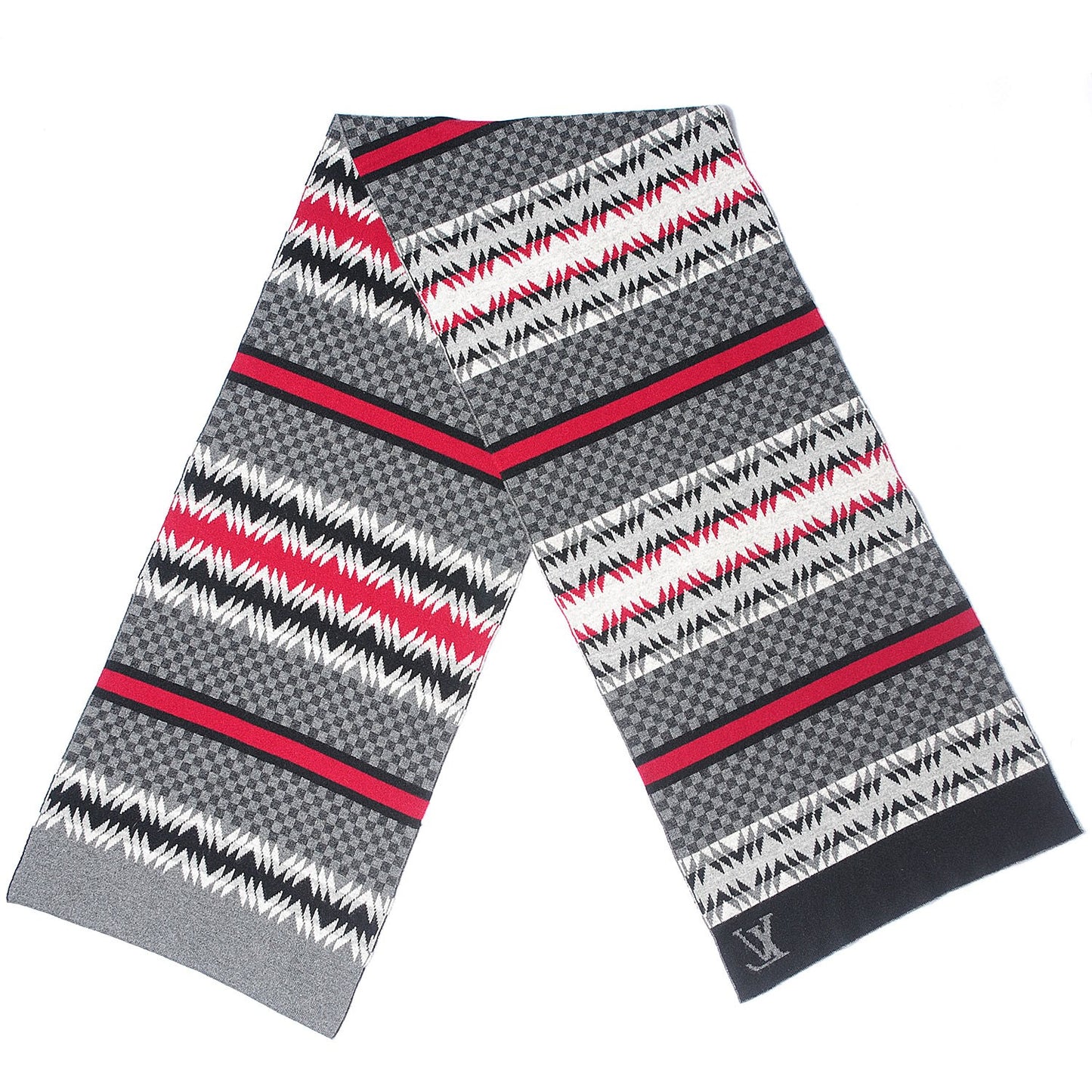 Cashmere Damier Aztec Scarf Graphite