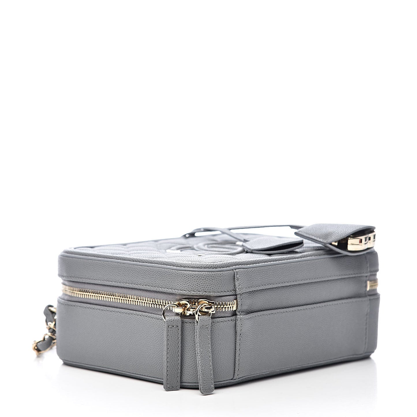 Caviar Quilted Medium CC Filigree Vanity Case Grey