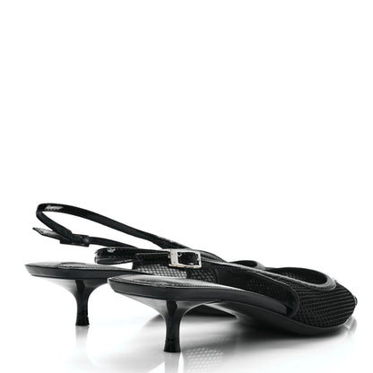 Saint Laurent Mesh Oxalis Slingback Pumps 37 Black 4 of 8