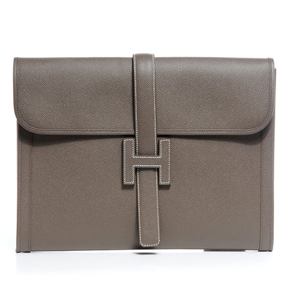 Hermes Epsom Jige 34 GM Clutch Etoupe 1 of 8