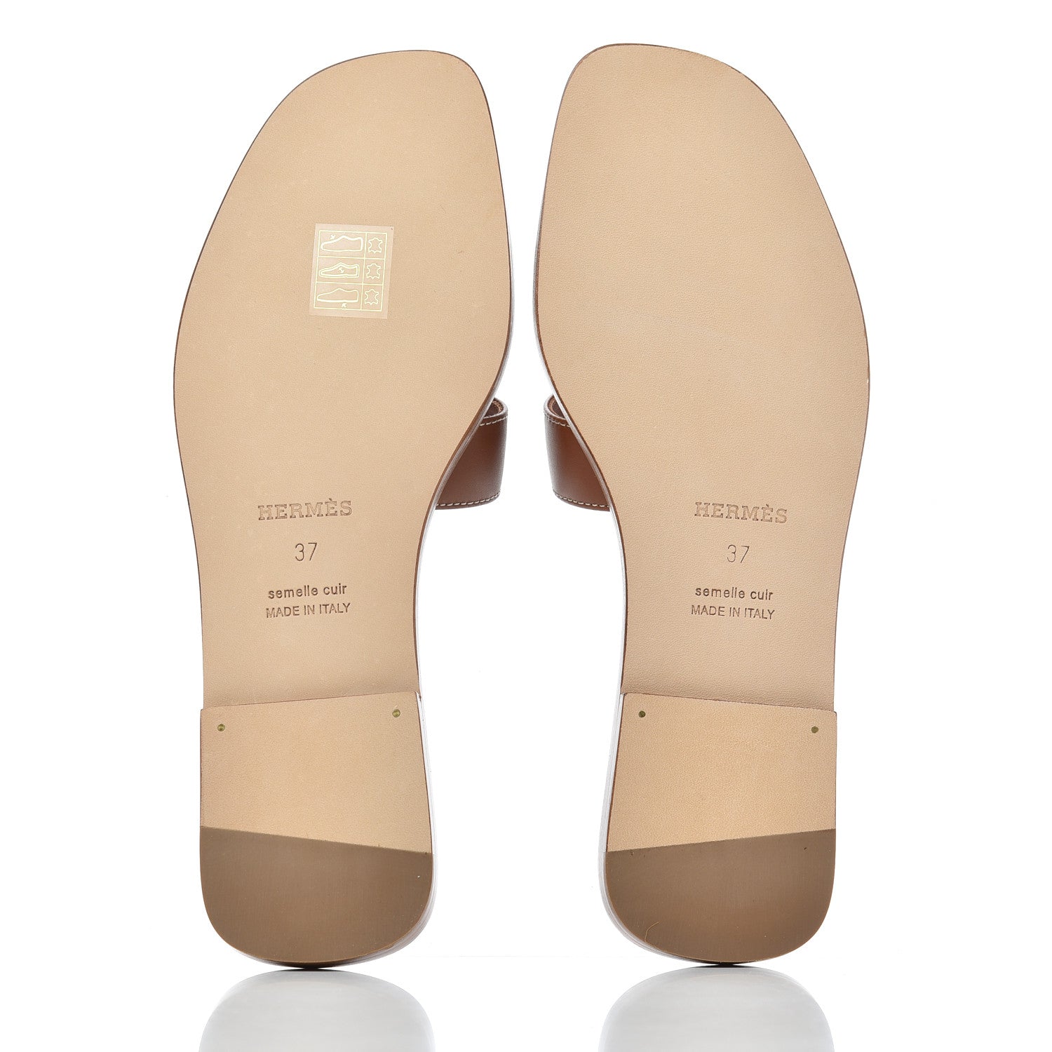 Hermes Box Calfskin Oran Sandals 37 Gold 5 of 16