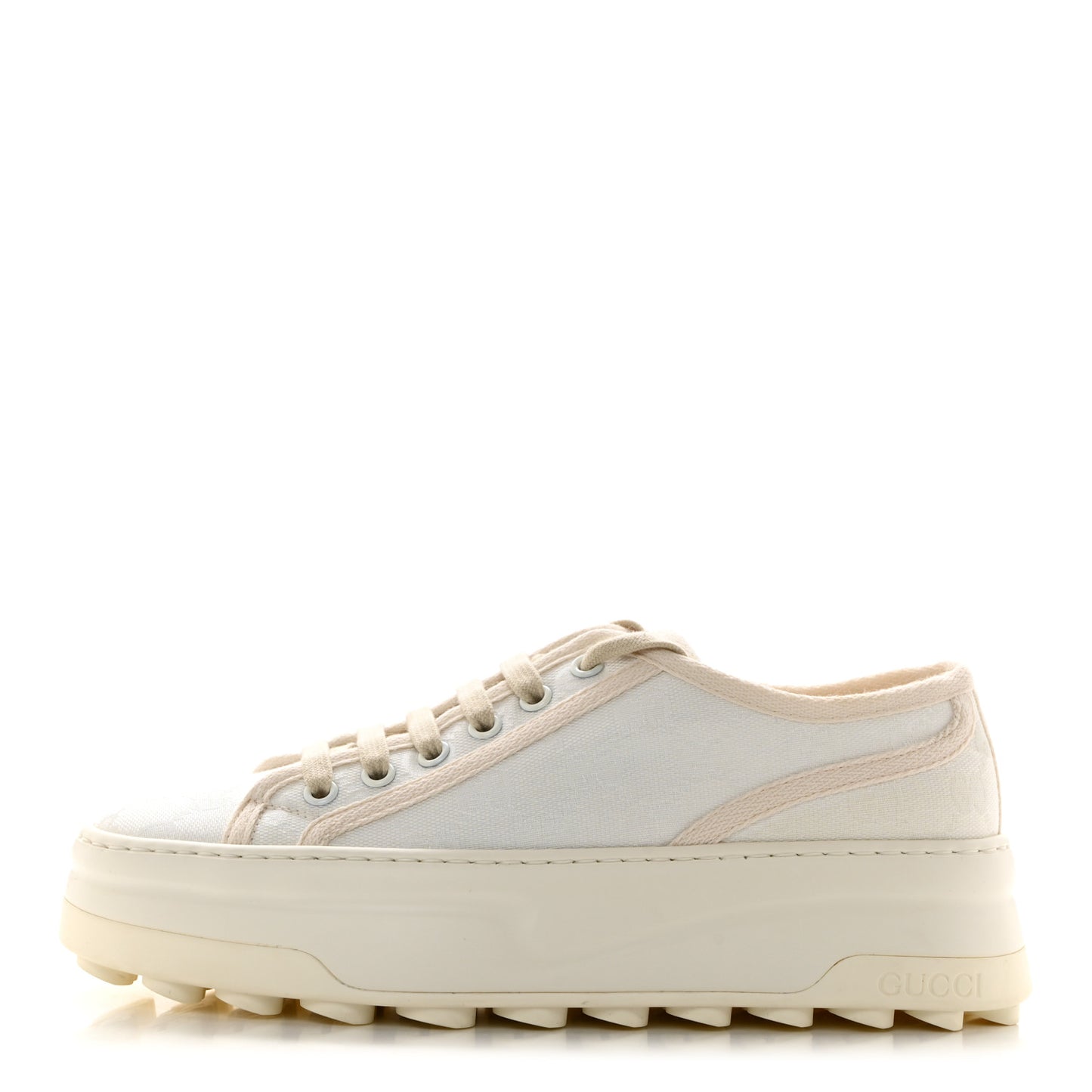 GG Monogram Womens 1977 Tennis Platform 52mm Sneakers 37 Great White Mystic White