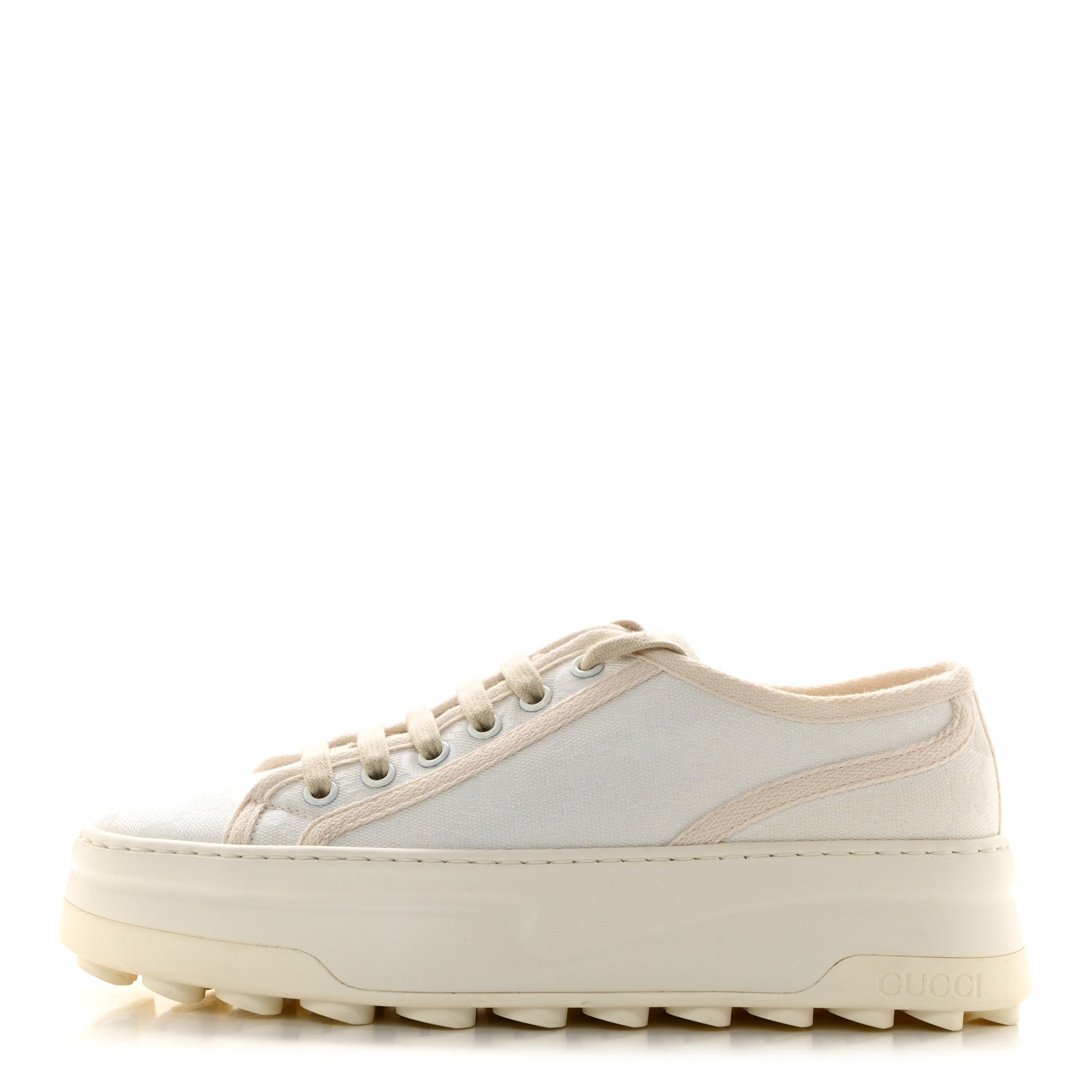 Gucci GG Monogram Womens 1977 Tennis Platform 52mm Sneakers 37 Great White Mystic White 1 of 8