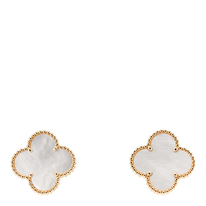 Van Cleef & Arpels 18K Yellow Gold Mother of Pearl Magic Alhambra Earrings 2 of 4