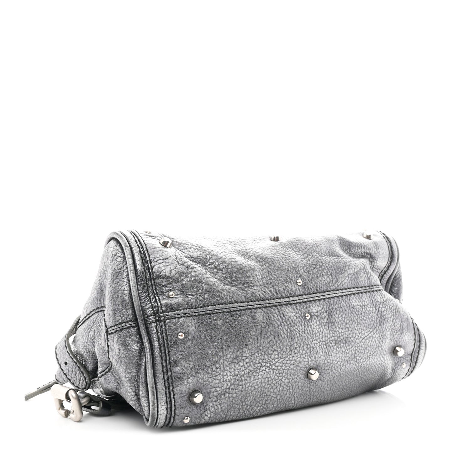 Metallic Calfskin Medium Paddington Satchel Grey