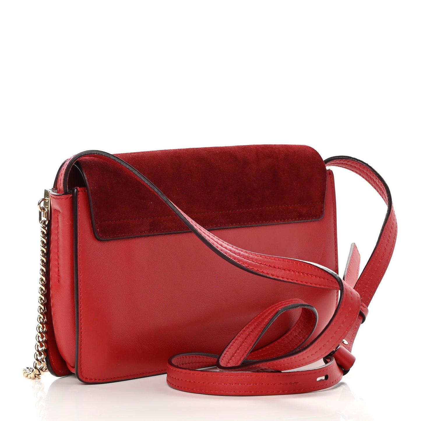 Suede Calfskin Small Faye Shoulder Bag Red