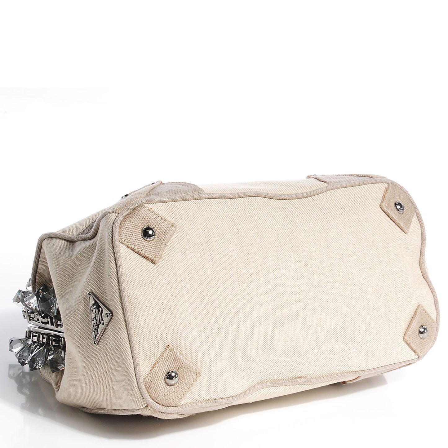 Canvas Mistolino Medium Crystal Cluster Frame Bag Naturale