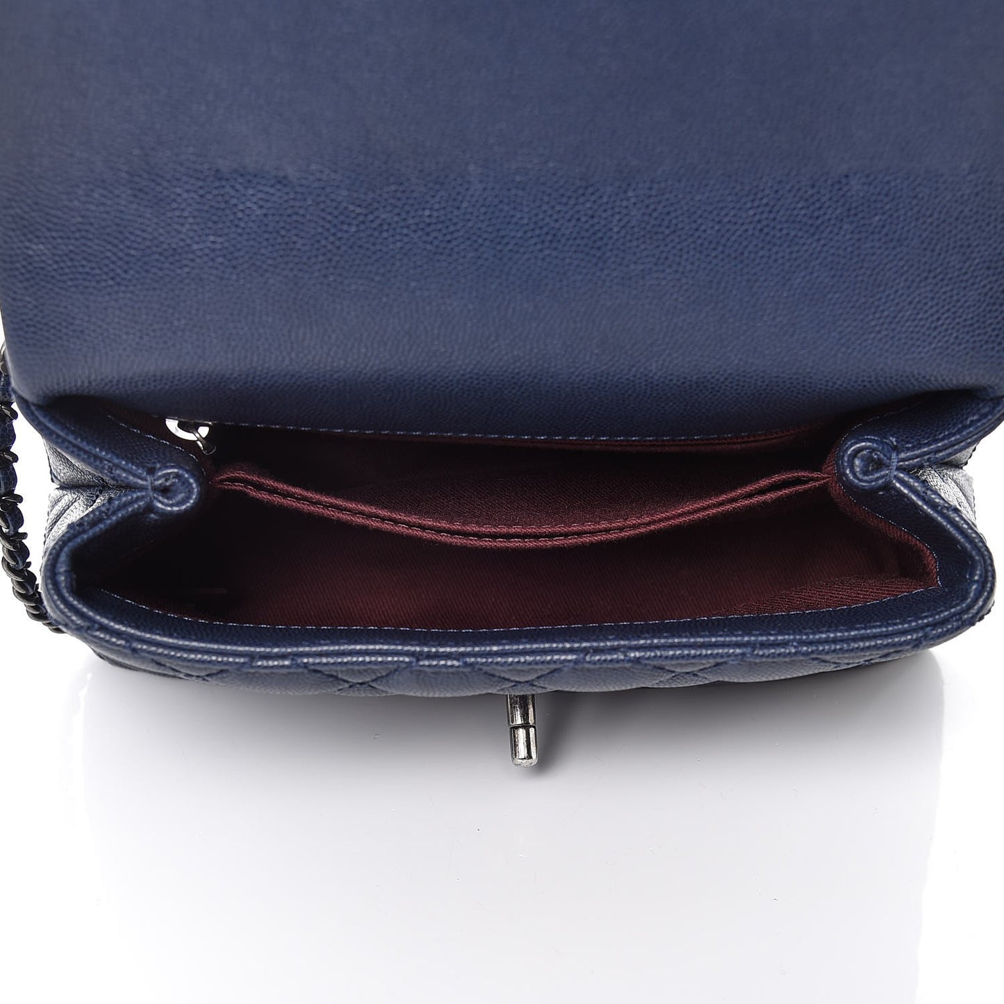 Caviar Quilted Mini Coco Handle Flap Navy Blue