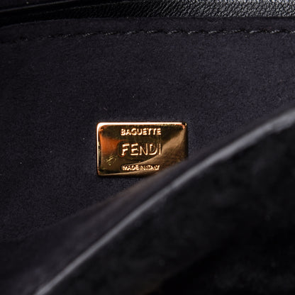 Fendi Shearling Shiny Nappa Micro Baguette Black 6 of 10