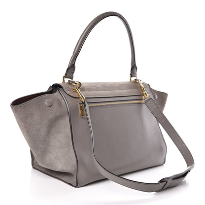 Celine Crocodile Embossed Calfskin Suede Medium Trapeze Smoke 3 of 9