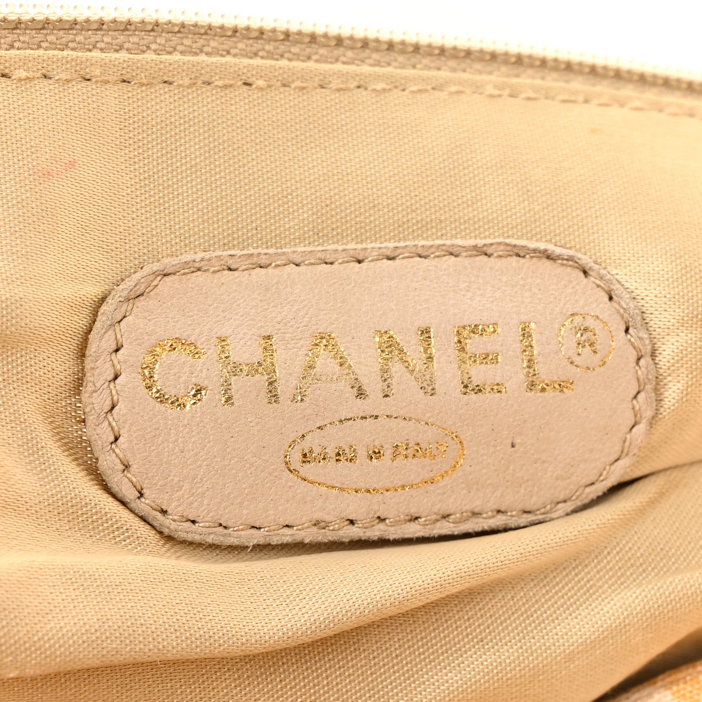 Canvas Striped CC Flap Ivory Yellow