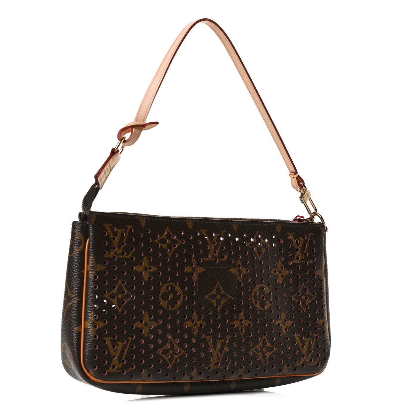 Monogram Perforated Pochette Accessories Bag Fuchsia