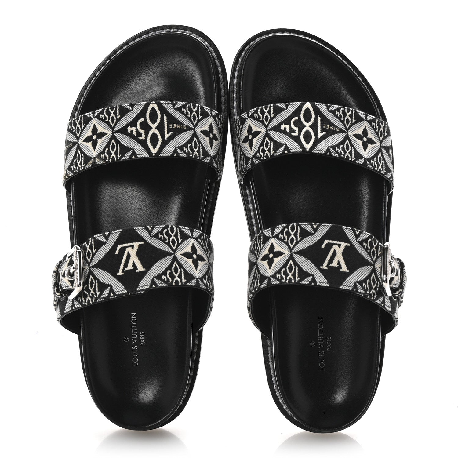 Louis Vuitton Jacquard Since 1854 Paseo Flat Comfort Mule 37.5 Grey 2 of 10