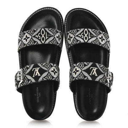 Louis Vuitton Jacquard Since 1854 Paseo Flat Comfort Mule 37.5 Grey 2 of 10