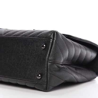 Chanel Caviar Chevron Quilted Small Coco Handle Flap So Black 7 of 11