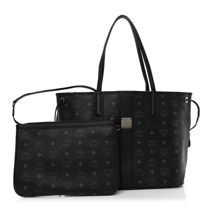 MCM Visetos Medium Liz Reversible Shopper Tote Black 3 of 18