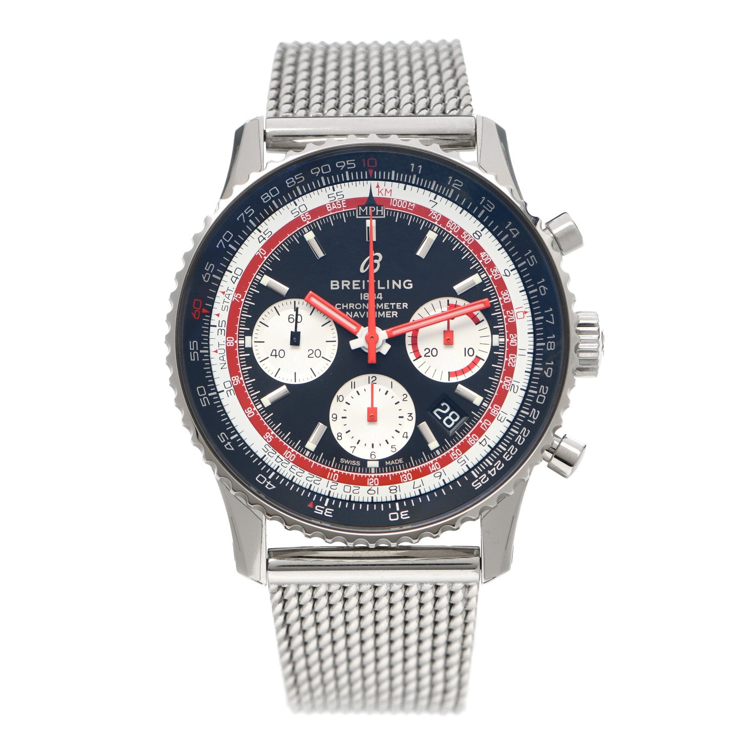 Breitling Stainless Steel 43mm Navitimer Swiss Air Chronograph Automatic Watch Black AB0121 1 of 5