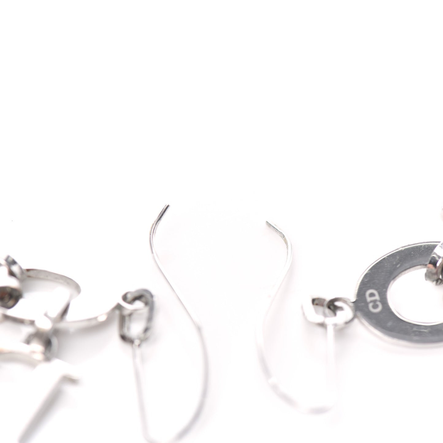 Crystal Logo Dangle Earrings Silver