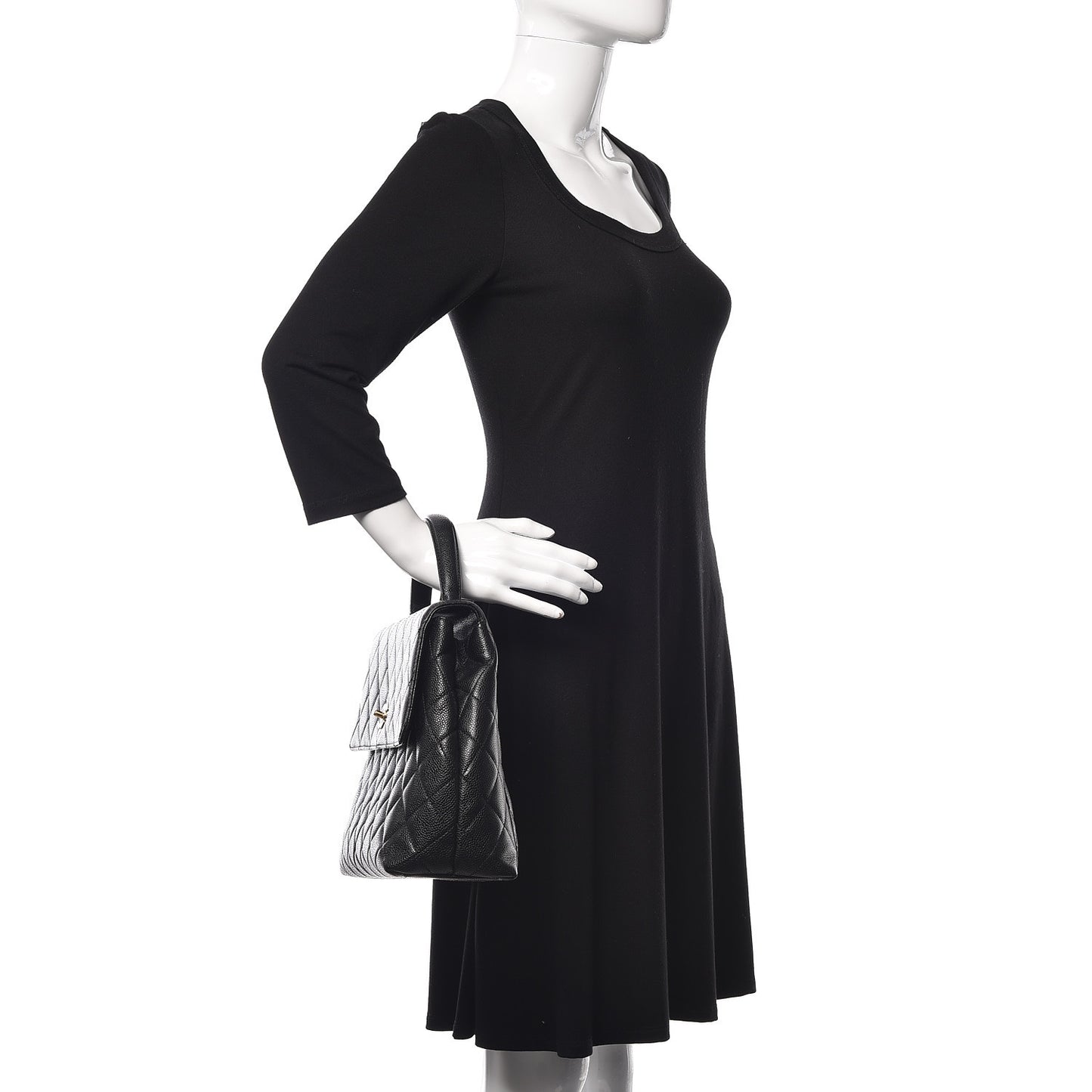 Caviar Quilted Jumbo Kelly Flap Black