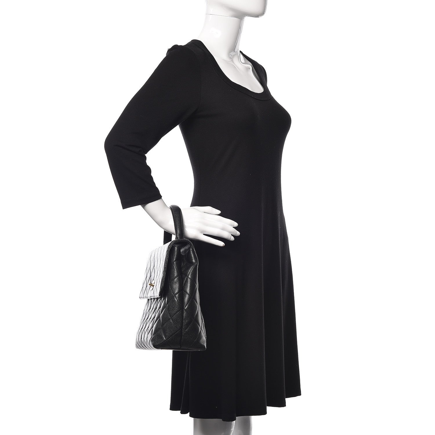 Chanel Caviar Quilted Jumbo Kelly Flap Black 2 of 12