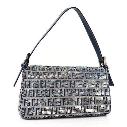 Fendi Zucchino Crystal Baguette Navy 3 of 8