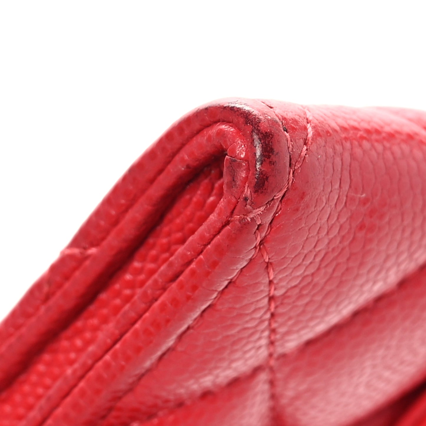 Caviar Quilted Flap Card Holder Wallet Red