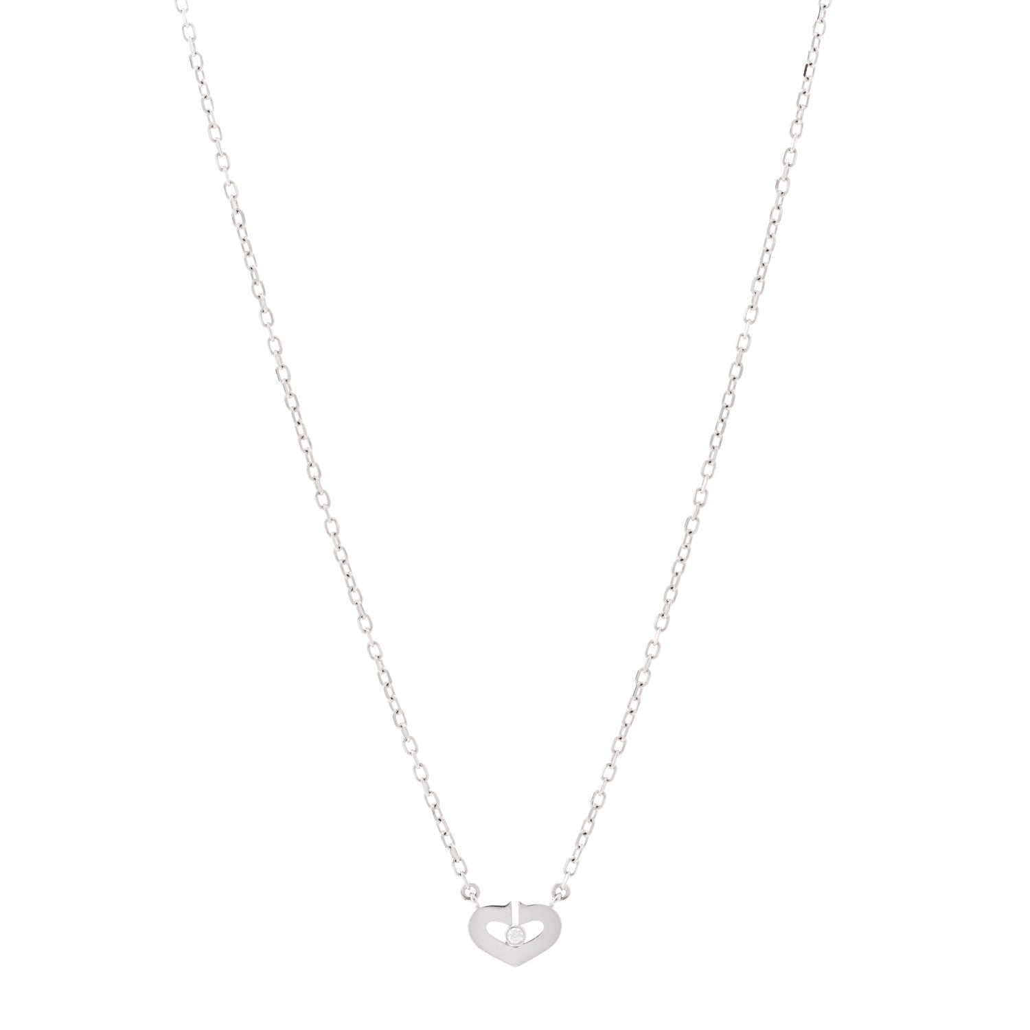 Cartier 18K White Gold Diamond XS Hearts and Symbols Necklace 1 of 4